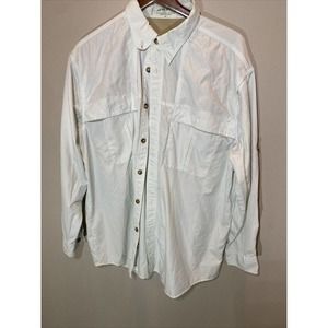Men's ORVIS XL Beige Polyester Nylon Long Sleeve Vented Fishing Shirt Shirt